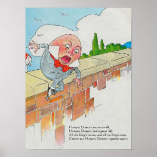 Poster Humpty Dumpty sur le mur mère oie rime