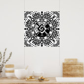 Poster Hunab Ku symbole maya noir et blanc #3 (Cuisine)