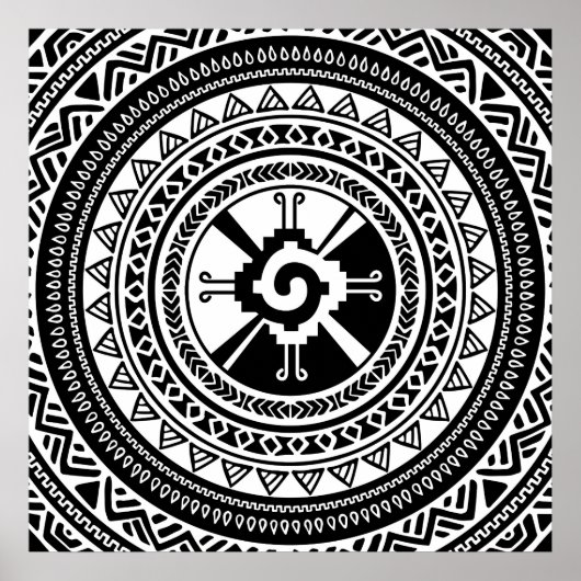 Poster Hunab Ku symbole maya noir et or (Devant)