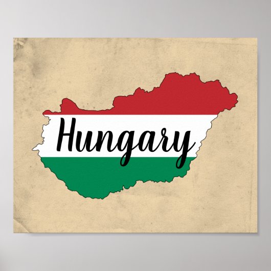 Poster Hungary Flag Silhouette (Devant)