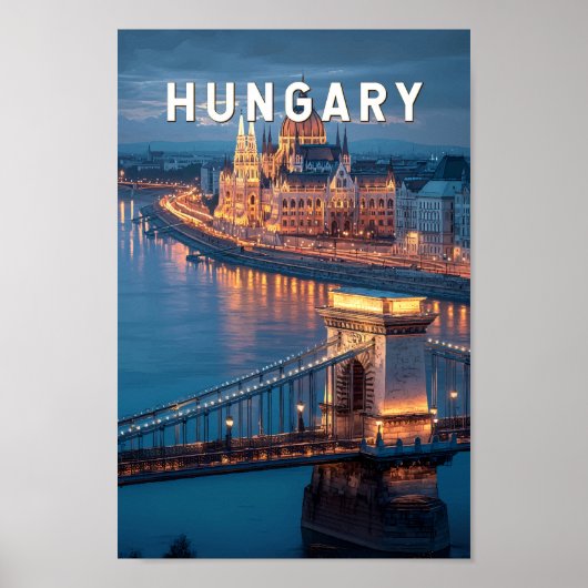 Poster Hungary Illustration Travel Art Vintage (Devant)