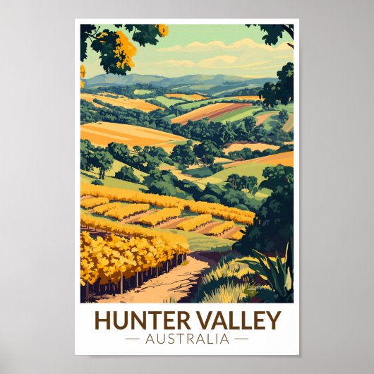 Poster Hunter Valley Australie Illustration Travel Art (Devant)