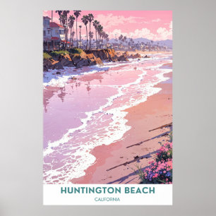 Poster Huntington Beach, Belle plage de Californie