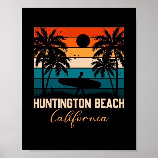 Poster Huntington Beach California Palms Vacation (Devant)