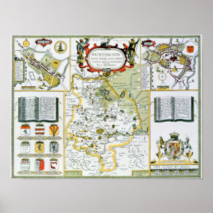 Poster Huntington, gravé par Jodocus Hondius