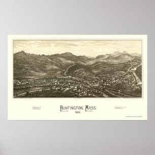 Poster Huntington, MA Carte panoramique - 1886