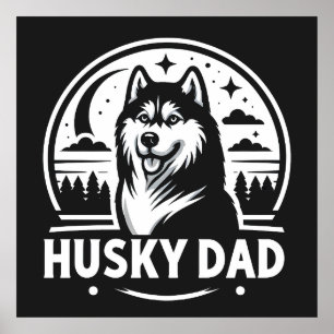 Poster Husky Dad Gift Chien Propriétaire Sibérien Huskies