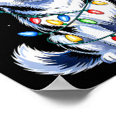 Poster Husky Dog Christmas Lights Santa Hat Family Xmas P (Coin)