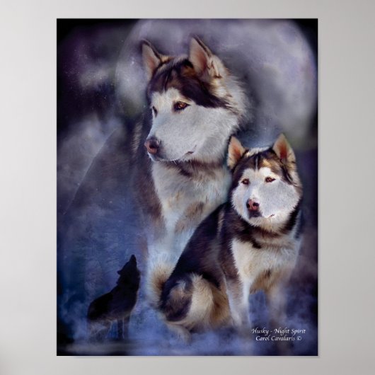 Poster Husky - Night Spirit Art Poster/Imprimer (Devant)