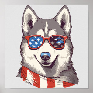 Poster Husky, Patriotique Sibérien Husky