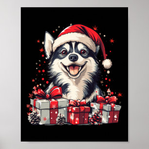 Poster Husky Santa Hat Funny Noël Sibérien Husky Chien