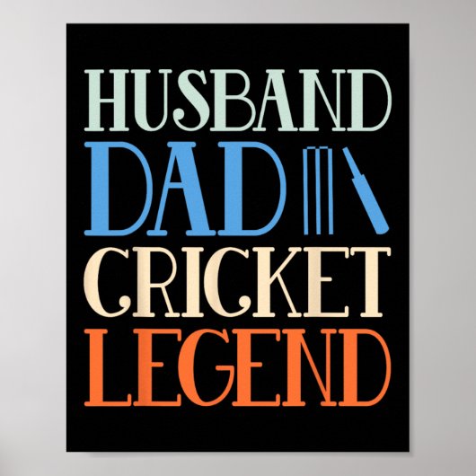 Poster Husnd Dad Cricket Legend - Funny Cricket Player Co (Devant)