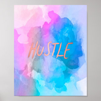 Poster Hustère d'or Rose d'aquarelle Pastel