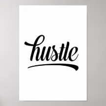 Hustle – Typographie Motivationnelle Noir & Blanc