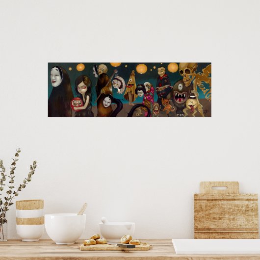 Poster Hyakki Yakō gothique japonais yokai Art Imprimer (Cuisine)