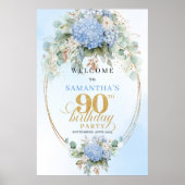 Poster Hydrangea à l'aquarelle Bienvenue 90e anniversaire (Devant)