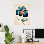 Poster Hydrangea Ajisai Japandi Floral Géométrie (Bureau à domicile)