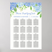Poster Hydrangea Aquarelle Floral Mariage Carte de siège (Devant)