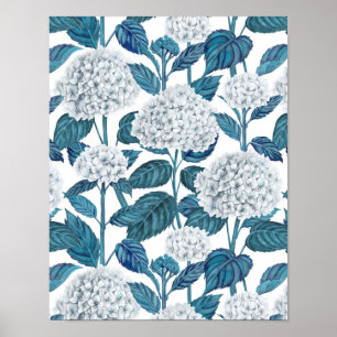 Poster Hydrangea blanche aquarelle
