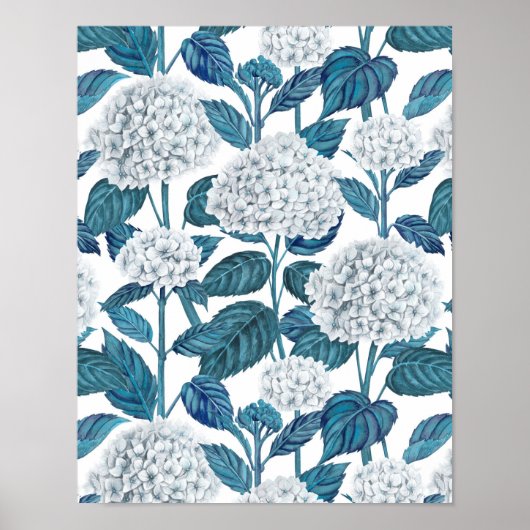Poster Hydrangea blanche aquarelle (Devant)