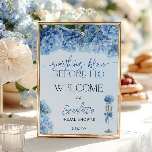 Poster Hydrangea Bleu Bienvenue à la Fête de Mariage