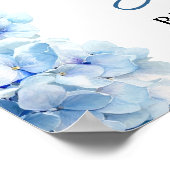Poster Hydrangea Bleu Bienvenue à la Fête de Mariage (Coin)