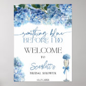 Poster Hydrangea Bleu Bienvenue à la Fête de Mariage (Devant)