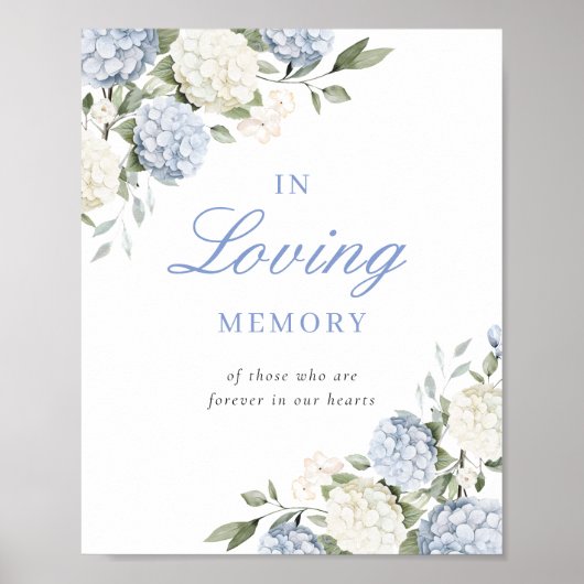 Poster Hydrangea Bleu En Mémoire Sign (Devant)