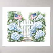Poster Hydrangea Bleu Jardin Côté Américain (Devant)