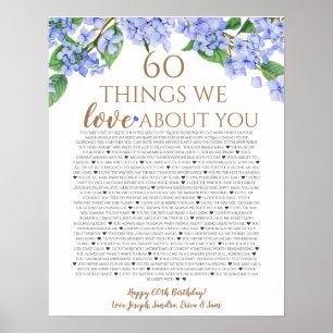 Poster hydrangea choses nous vous aimons 60 choses annive