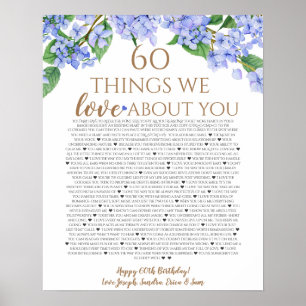 Poster hydrangea choses que nous t'aimons 60 choses anniv