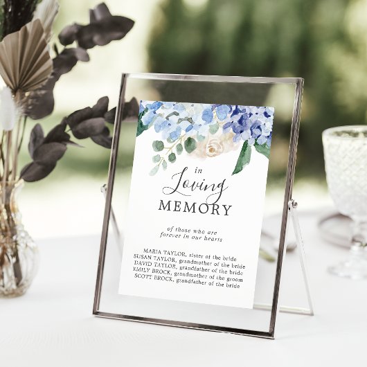 Poster Hydrangea Élégant En Souvenir Panneau Mémorial