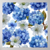 Poster Hydrangea et fleur de cerisiers (Devant)