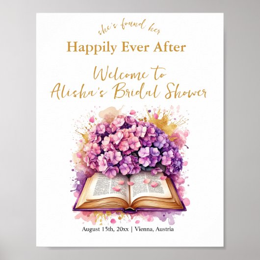 Poster Hydrangea Fête de Mariage : Pour Toujours Heureux (Devant)