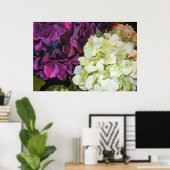 Poster Hydrangea fleurit dans le violet foncé et blanc (Bureau à domicile)