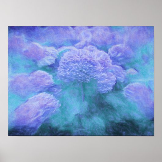 Poster Hydrangea Floral Chic Purple Turquoise Vintage (Devant)