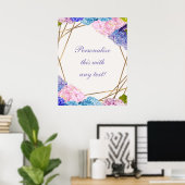 Poster Hydrangea & Gold Floral Chic Spring Wedding Banner (Bureau à domicile)
