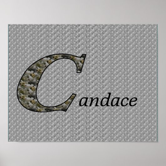 Poster Hydrangea Monogramme Initiale C Personnalisé (Devant)