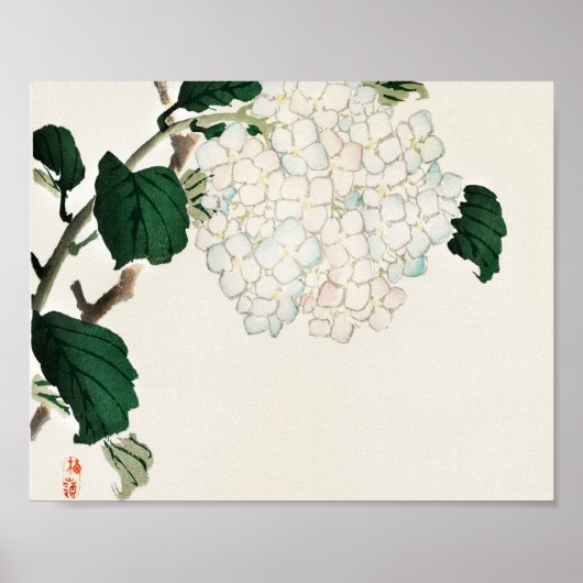 Poster Hydrangea par Kōno Bairei (Devant)