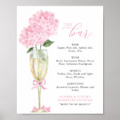 Poster Hydrangea rose dans le menu du bar en verre doré (Devant)