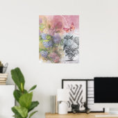 Poster Hydrangea Vintage Élégance Luxueuse (Bureau à domicile)