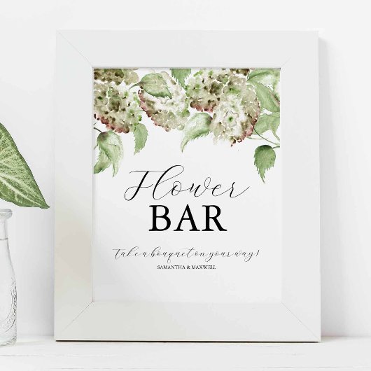 Poster Hydrangea Wedding Flower Bar Signs