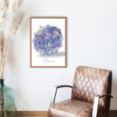 Poster Hydrangeas à l'aquarelle avec nom