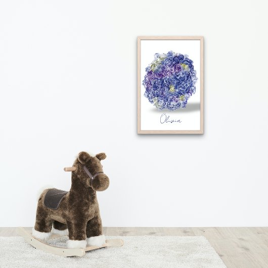 Poster Hydrangeas à l'aquarelle avec nom