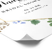 Poster Hydrangeas Aquarelle Bleue Fête de Mariage Feuille (Coin)