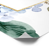 Poster Hydrangeas Aquarelle Bleue Mariage Fête Doré (Coin)