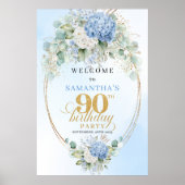 Poster Hydrangeas Pastel Classiques Or 90 Anniversaire Bi (Devant)