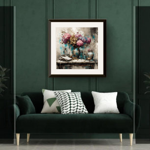 Poster Hydrangeas Still Life - Imprimer