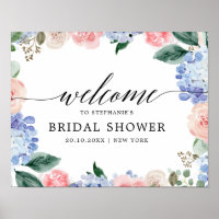 Hydrangée bleu Dusty rose pastel Douche nuptiale