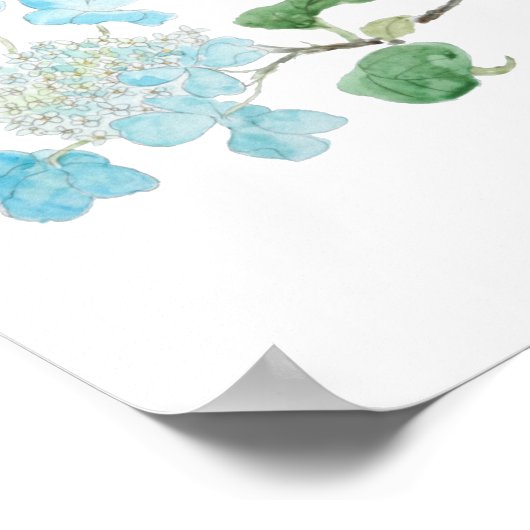 Poster hydrangée bleue et aquarelle d'oiseaux bleus (Coin)